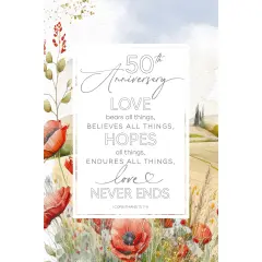 5oth Anniversary Wood Plaque with Easel and Hook Wall Tabletop Art - 6 inches x 9 inches