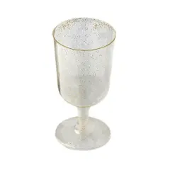 12 7 oz Plastic Gold Glittered Clear Champagne GLASSES Tableware