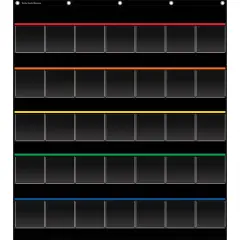 Black Storage Pocket Chart, 35 Pockets, 32.5" x 63.5"