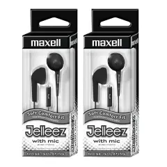 Jelleez&trade; Soft Earbuds with Mic, Black, Pack of 2