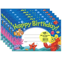 Happy Birthday! Sea Buddies&trade; Recognition Awards, 30 Per Pack, 6 Packs
