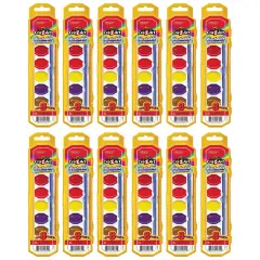 Washable Watercolors with Brush, Peggable Tray, 8 Colors Per Set, 12 Sets