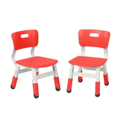 Adjustable Height Plastic Classroom Chairs, 2-Pack Red