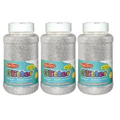 Creative Arts&trade; Glitter, 1 lb. Bottle, Silver, Pack of 3
