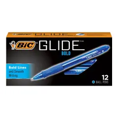 Glide&trade; Bold Retractable Ball Point Pen, Bold Point (1.6mm), Blue, 12-Count