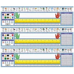 Traditional Manuscript Primary Desk Plates, 19" x 5", 36 Per Pack, 3 Packs