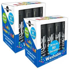 Solid Tempera Paint Sticks, Single Color Pack, Black, 12 Per Pack, 2 Packs