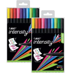 Intensity Fineliner Marker Pen, Fine Point (0.4mm), Assorted Colors, 10 Per Pack, 2 Packs