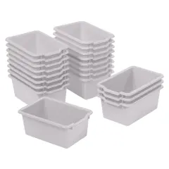 Scoop Front Storage Bins, Multipurpose Organization, 20-Pack Light Grey