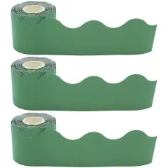 Eucalyptus Green Scalloped Rolled Border Trim, 50 Feet Per Roll, Pack of 3