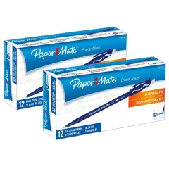 Eraser Mate&reg; Pen, Blue, 12 Per Pack, 2 Packs