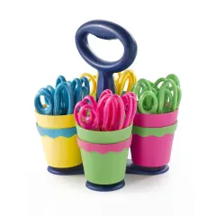 School Scissor Caddy, Blunt 5" Kids Scissors, Anti-Microbial Protection, 24 Scissors