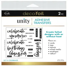 Deco Foil Adhesive Transfer Sheets by Unity 5.9" x 5.9"-Let's Celebrate