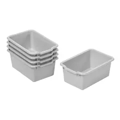 Scoop Front Storage Bins, Multipurpose Organization, 5-Pack Light Grey