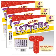 Red Sparkle 4" Casual Uppercase Ready Letters&reg;, 3 Packs
