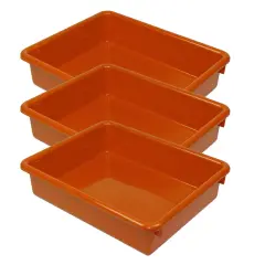Stowaway&reg; 3" Letter Tray no Lid, Orange, Pack of 3