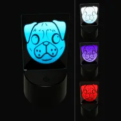 Pug Face 3D Illusion LED Night Light Sign Nightstand Desk Lamp