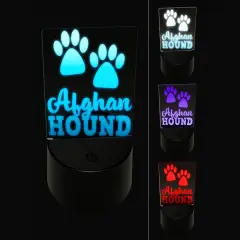 Afghan Hound Dog Paw Prints Fun Text 3D Illusion LED Night Light Sign Nightstand Desk Lamp