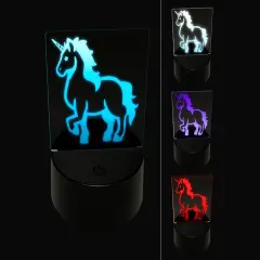 Elegant Majestic Mythical Unicorn 3D Illusion LED Night Light Sign Nightstand Desk Lamp