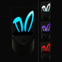 Easter Bunny Ears 3D Illusion LED Night Light Sign Nightstand Desk Lamp
