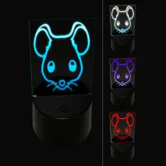 Cute Mouse Face 3D Illusion LED Night Light Sign Nightstand Desk Lamp