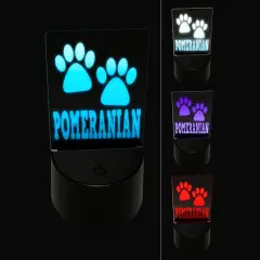 Pomeranian Dog Paw Prints Fun Text 3D Illusion LED Night Light Sign Nightstand Desk Lamp