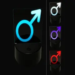Mars Man Male Gender Symbol 3D Illusion LED Night Light Sign Nightstand Desk Lamp