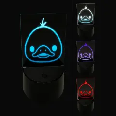 Happy Duckling Head 3D Illusion LED Night Light Sign Nightstand Desk Lamp
