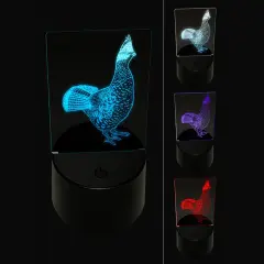 Ruffed Grouse on Alert 3D Illusion LED Night Light Sign Nightstand Desk Lamp