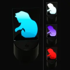 Fluffy Cat Kitten Hitting Something with Paw Claw 3D Illusion LED Night Light Sign Nightstand Desk Lamp