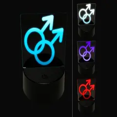Doubled Male Sign Gay Gender Symbol 3D Illusion LED Night Light Sign Nightstand Desk Lamp