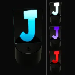 Letter J Uppercase Fun Bold Font 3D Illusion LED Night Light Sign Nightstand Desk Lamp