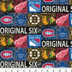 Sykel Enterprises NHL Team Cotton Fabric-Original Six Box Logo Cotton Quilting Fabric