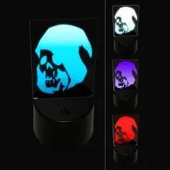 Grim Reaper Death Skeleton Hooded Head Halloween 3D Illusion LED Night Light Sign Nightstand Desk Lamp