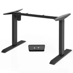 Steel Electric Sit to Stand Height Adjustable Desk Frame with Button Controller and Cable Hole Black