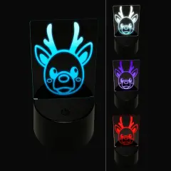 Cute Christmas Reindeer with Bright Nose 3D Illusion LED Night Light Sign Nightstand Desk Lamp