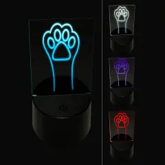 Cute Cat Paw 3D Illusion LED Night Light Sign Nightstand Desk Lamp