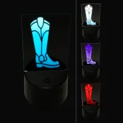 Cowboy Boot Western 3D Illusion LED Night Light Sign Nightstand Desk Lamp