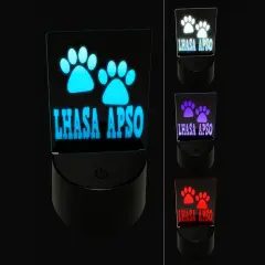 Lhasa Apso Dog Paw Prints Fun Text 3D Illusion LED Night Light Sign Nightstand Desk Lamp