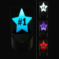 #1 Number One in Star 3D Illusion LED Night Light Sign Nightstand Desk Lamp