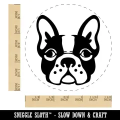 French Bulldog Face Self-Inking Rubber Stamp for Stamping Crafting Planners Blue