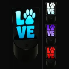 Love Stacked Paw Print 3D Illusion LED Night Light Sign Nightstand Desk Lamp