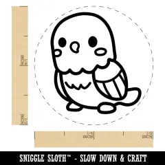 Kawaii Cute Parakeet Budgie Bird Self-Inking Rubber Stamp for Stamping Crafting Planners Lime Green