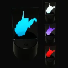 West Virginia State Silhouette 3D Illusion LED Night Light Sign Nightstand Desk Lamp