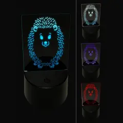 Sweet Hedgehog Front 3D Illusion LED Night Light Sign Nightstand Desk Lamp