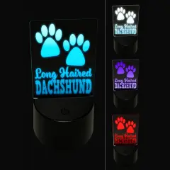 Long Haired Dachshund Dog Paw Prints Fun Text 3D Illusion LED Night Light Sign Nightstand Desk Lamp