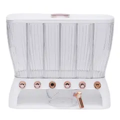 Clear Six-grid Dry Food Dispenser Rice Dispenser Kitchen Storage W/Rice Hopper
