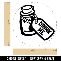 Drink Me Potion Bottle from Alice In Wonderland Self-Inking Rubber Stamp for Stamping Crafting Planners Lime Green