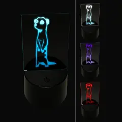 Curious Standing African Meerkat 3D Illusion LED Night Light Sign Nightstand Desk Lamp