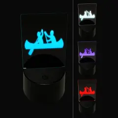 Two Person Canoe Team Water Boat with Paddle 3D Illusion LED Night Light Sign Nightstand Desk Lamp